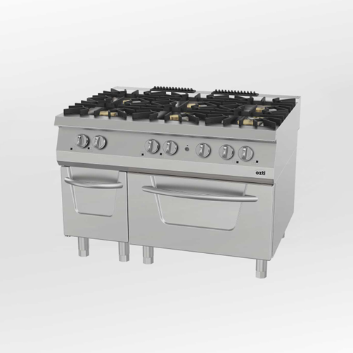 6-burner gas hob and 2-door gas oven