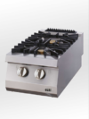 Tabletop gas hob with 2 burners