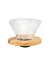V60 glass funnel with wooden base, size 02